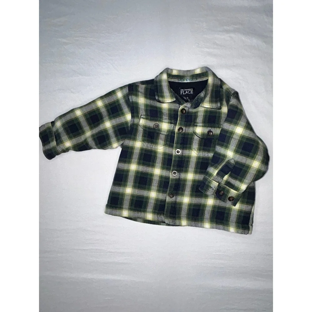 The Children's Place 24 Mos‎ Plaid Flannel Shirt Jacket Fleece Lined Kids